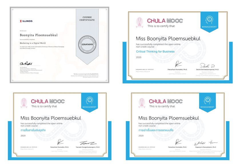 Online course certificates