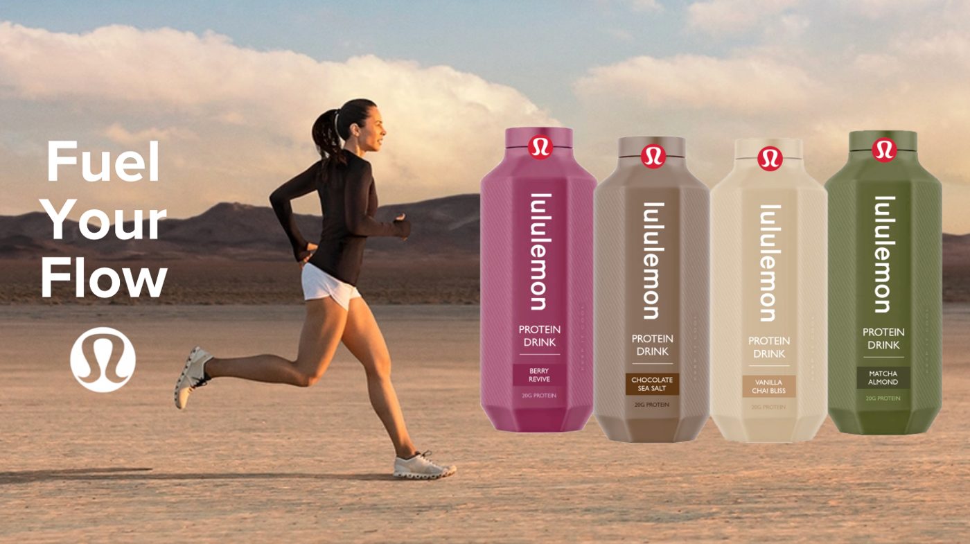 Lululemon Fuel Your Flow protein drink visual
