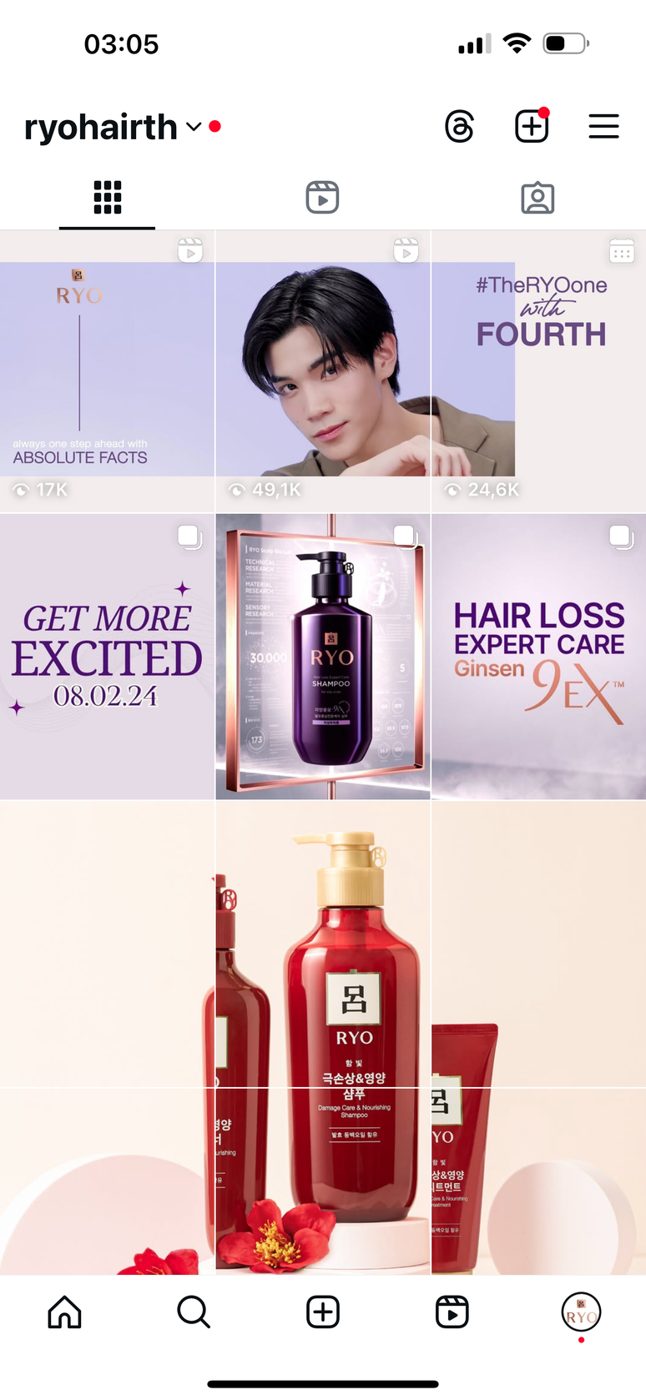RYO Haircare Instagram feed
