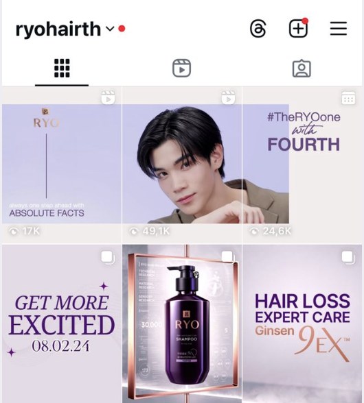 RYO Haircare Instagram profile grid